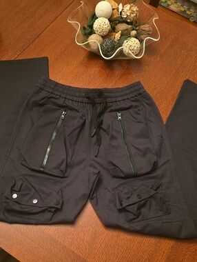Fashion Nova Black Cargo Jogger Pants with Zip Pockets